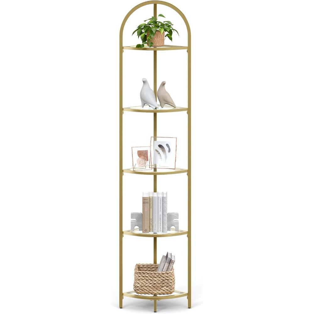 Bookshelf 5 Tier - 5-Tier Corner Shelf Stand, Corner Bookshelf,