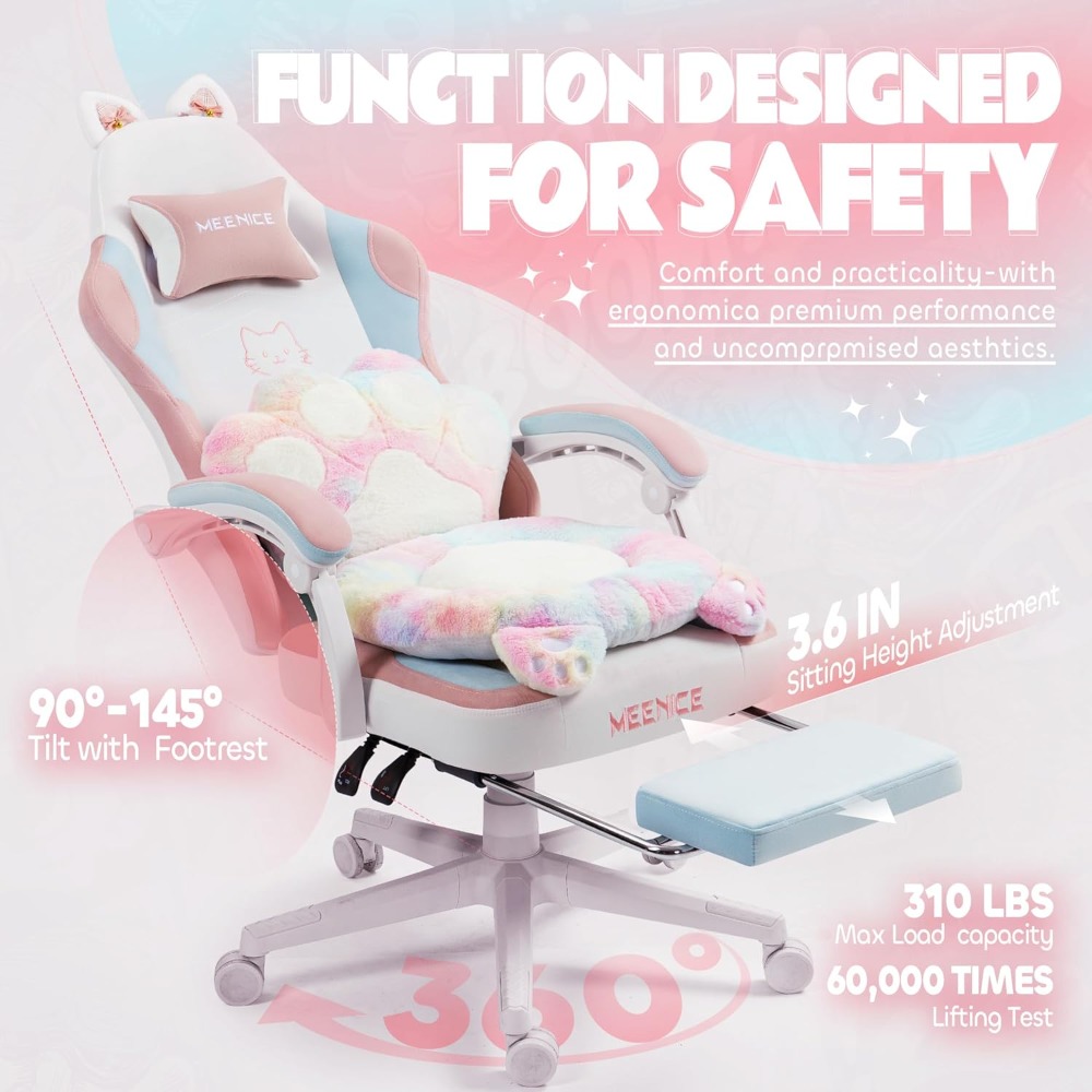 Office Furniture Ergonomic - Gaming Chair Cute with Cat Ears