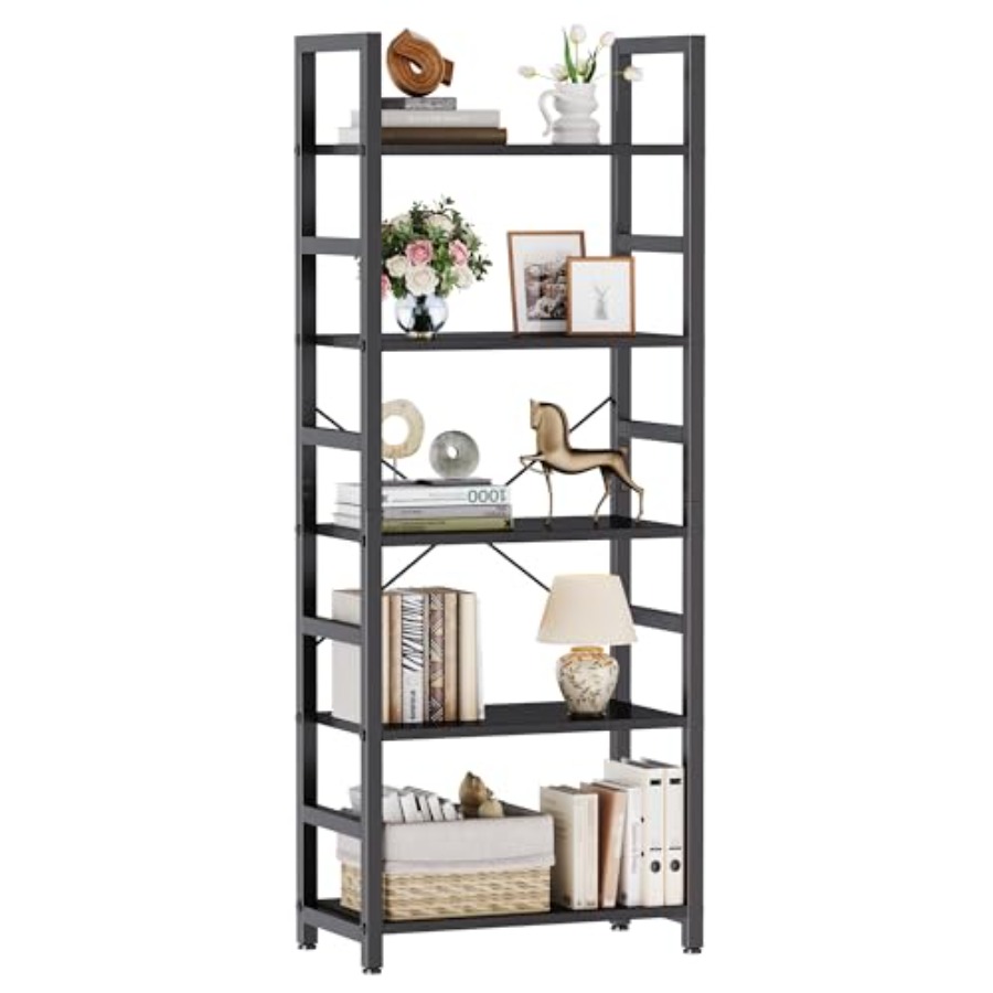Bookshelf 5 Tier - 5-Tier Bookshelf, Modern Tall Bookcase, Open