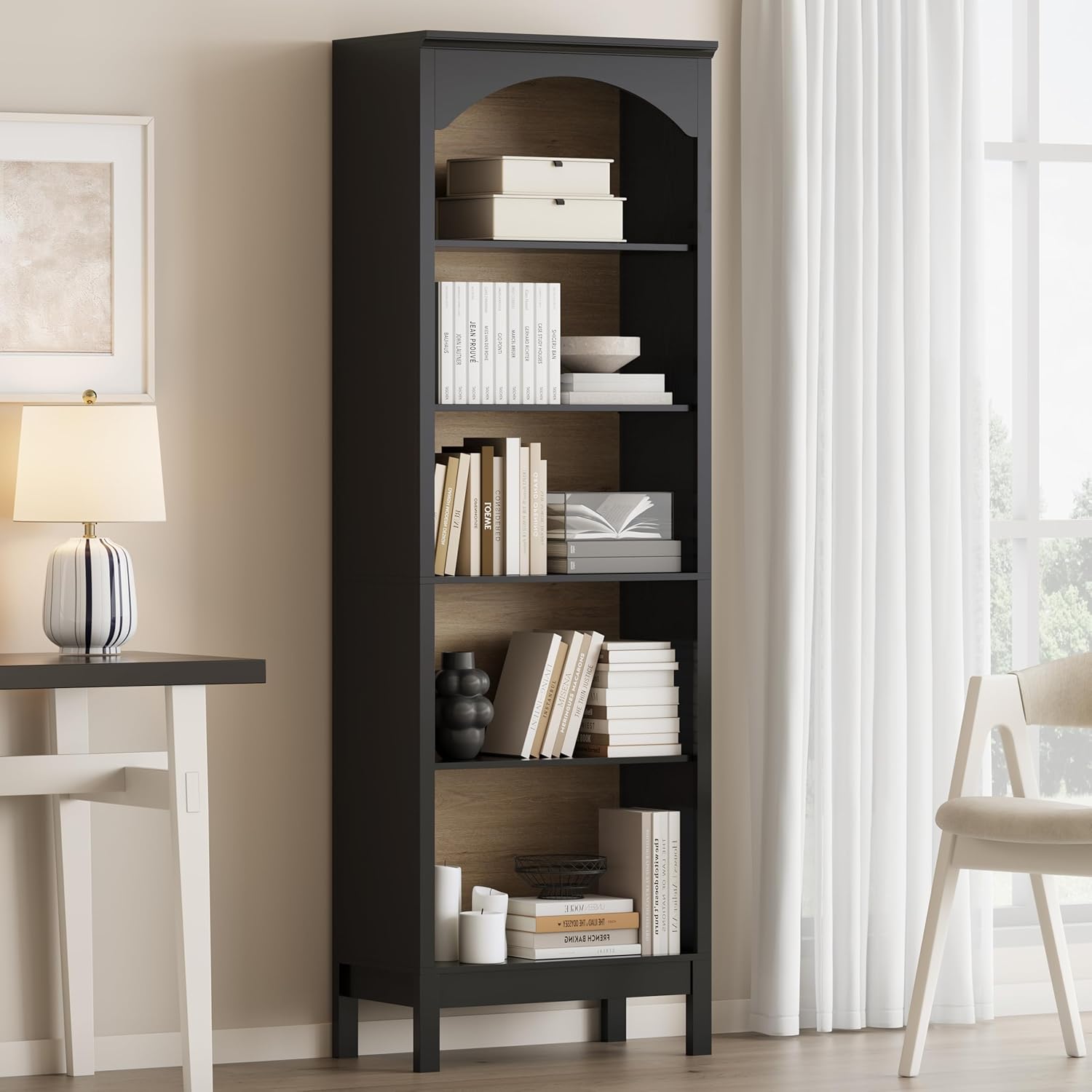 Bookshelf 5 Tier - Arched Bookshelf with 5 Tier Open