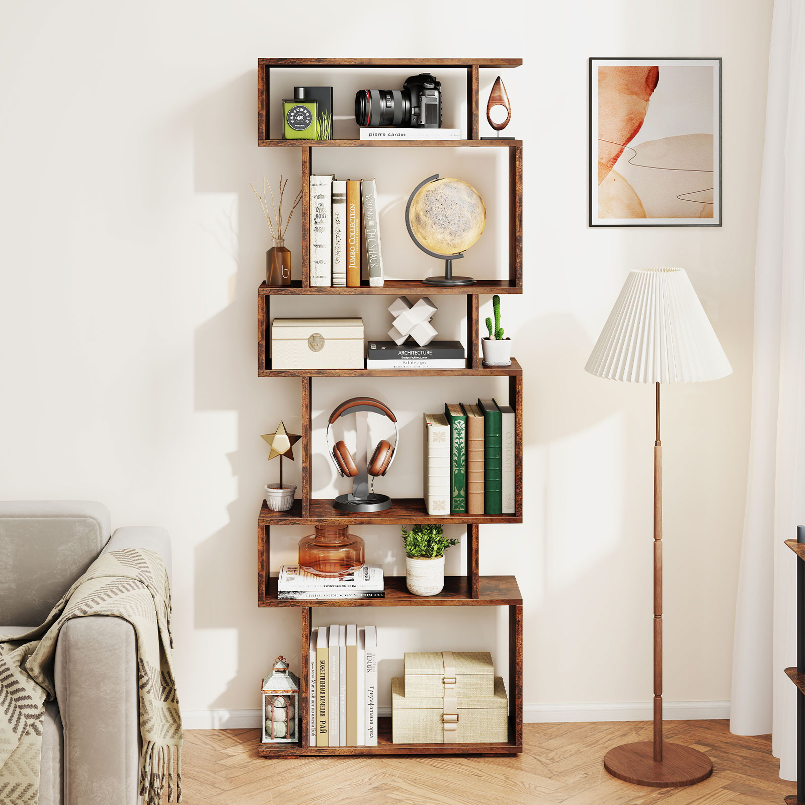 6-tier Storage Bookshelf S-sha - Bookshelf 5 Tier recension och pris