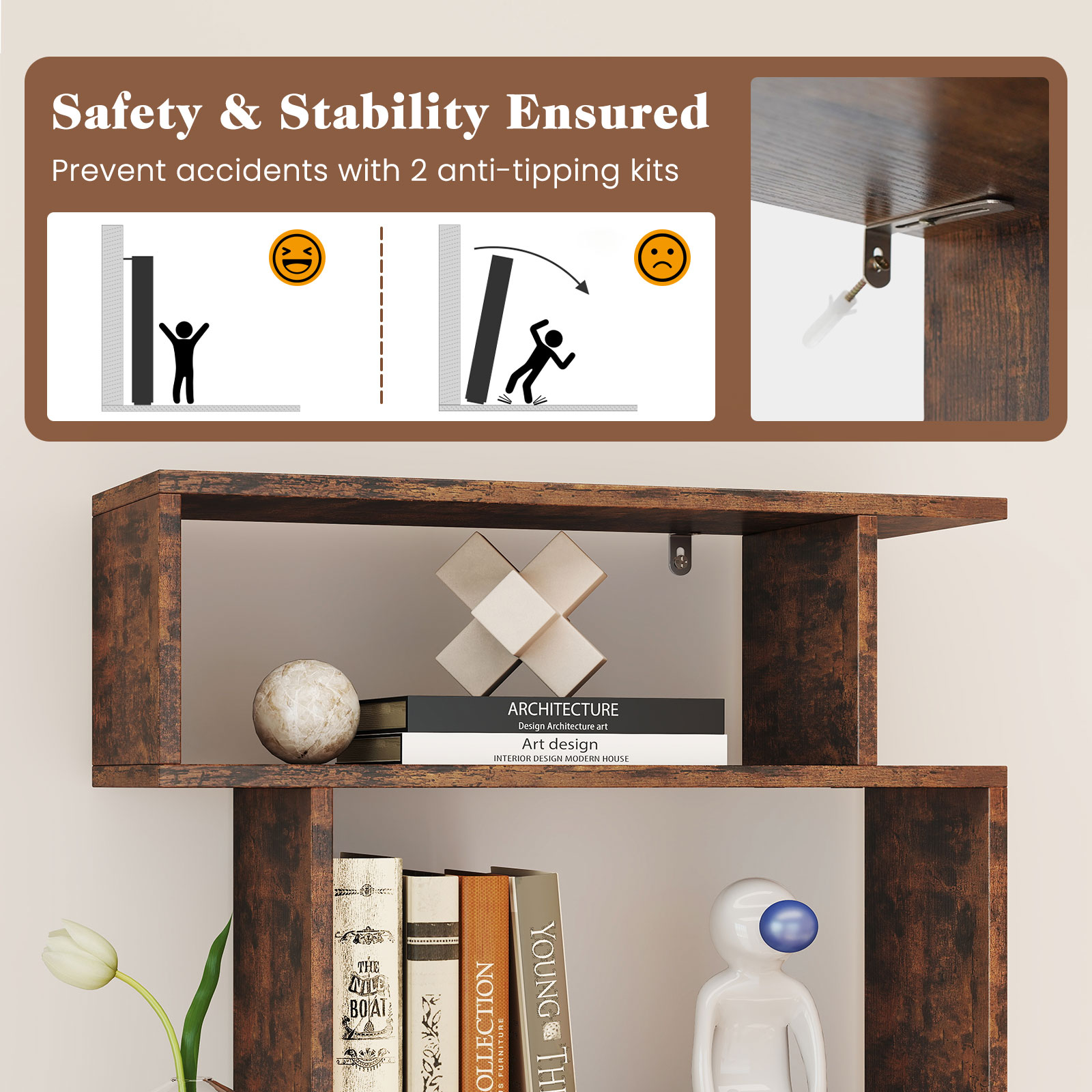 6-tier Storage Bookshelf S-sha - Bookshelf 5 Tier recension och pris