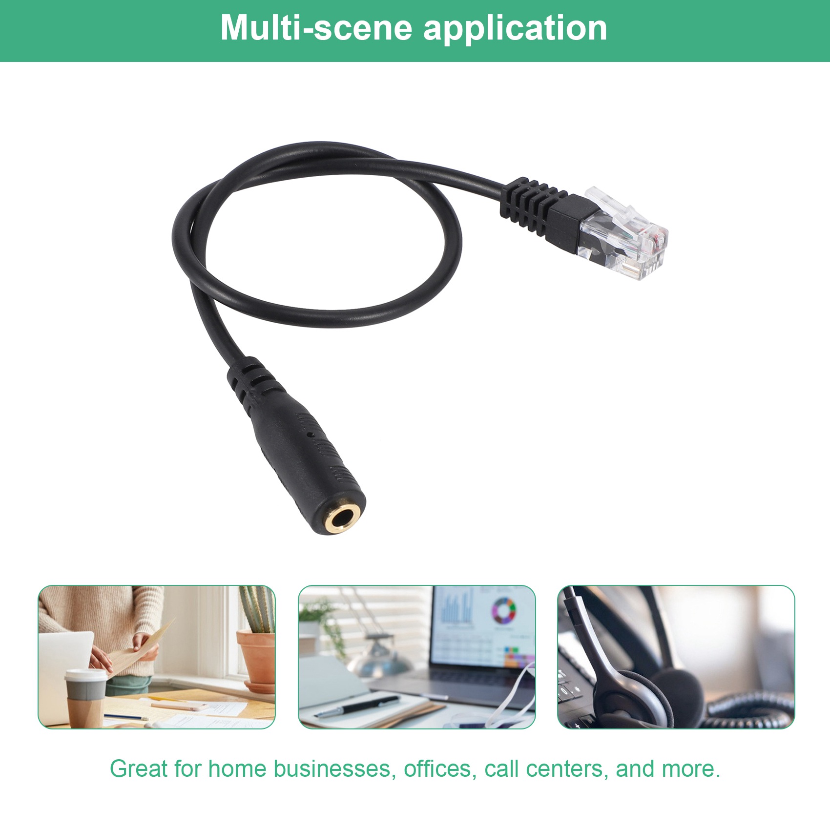 Dec.-3.5mm Plug Jack to RJ9 fo - Telephone Headset Office recension och pris