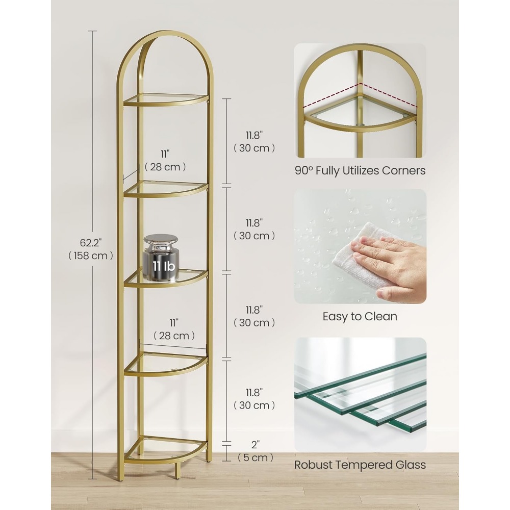 5-Tier Corner Shelf Stand, Cor - Bookshelf 5 Tier recension och pris