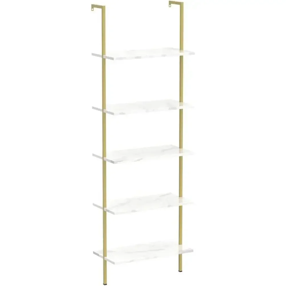 5-Tier White Marble Wall-Mount - Bookshelf 5 Tier recension och pris