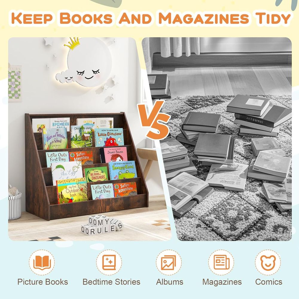 5-Tier Wooden Kids Bookshelf,  - Bookshelf 5 Tier recension och pris