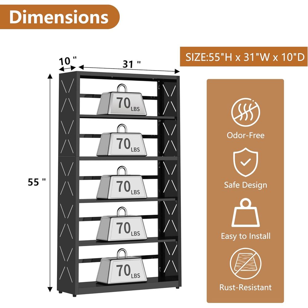 5-Tier Wide Adjustable Bookshe - Bookshelf 5 Tier recension och pris
