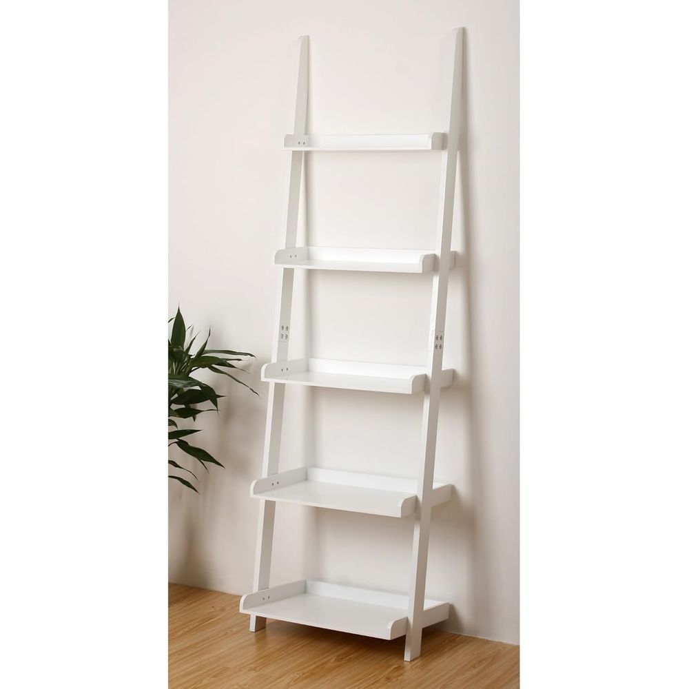 5-Tier White Wall-Mounted Lean - Bookshelf 5 Tier recension och pris