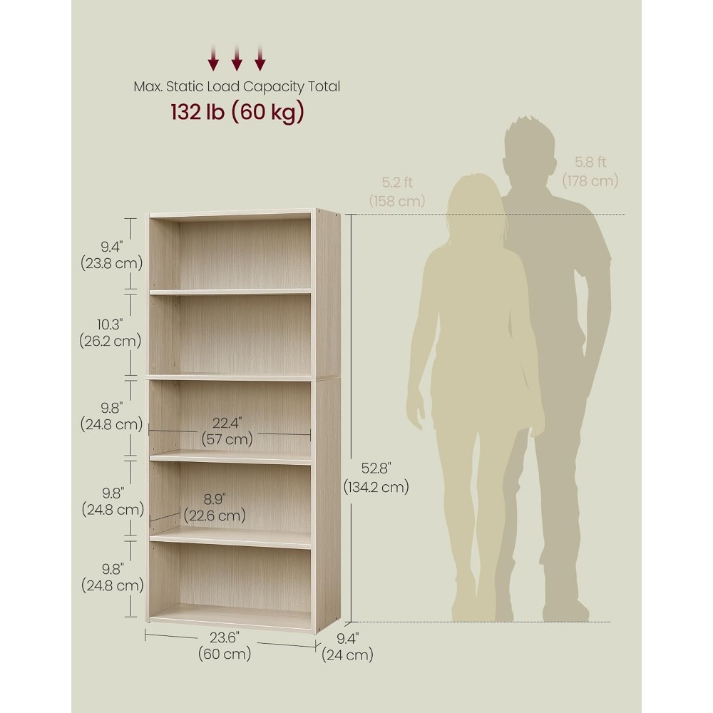 VASAGLE CUSTOS Collection - Bo - Bookshelf 5 Tier recension och pris